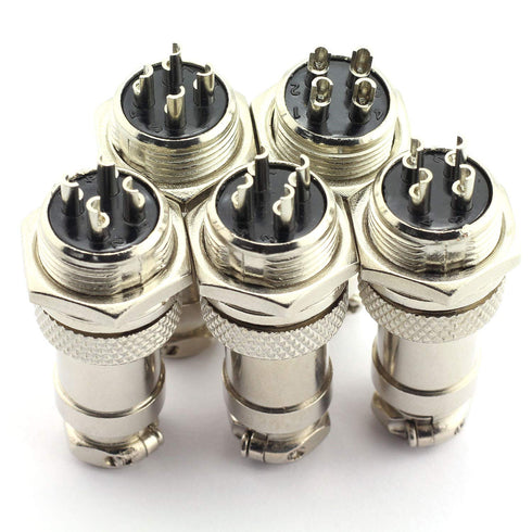 5Pairs GX16 4Pin Male Female Circular Aviation Connector Plug 16MM Wire Panel Metal Connector...